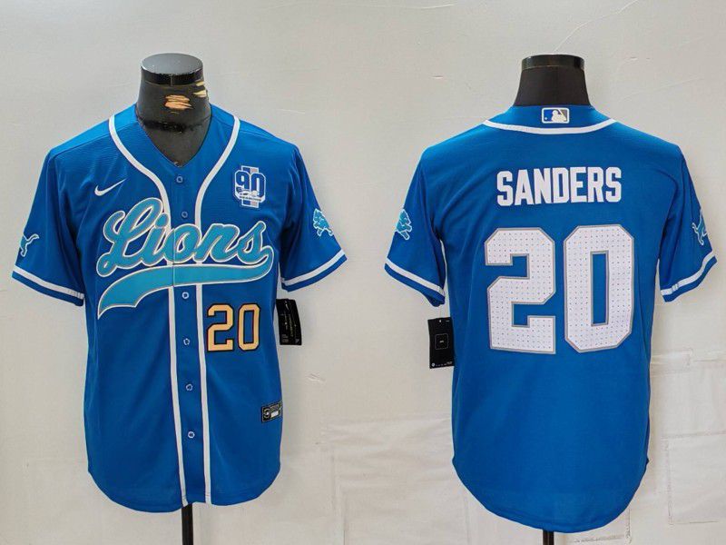 Men Detroit Lions #20 Sanders Blue Second generation joint name 2024 Nike Limited NFL Jersey style 8154